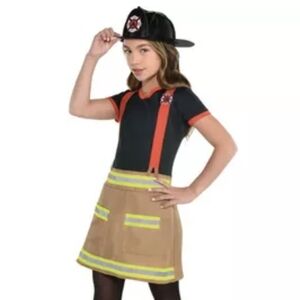 Girls Wild Fire Firefighter Halloween Costume Size Small (4-6)